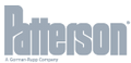 Logo with the word "Patterson" in bold, dark blue letters, and below it, smaller text reads "A Berkshire-Hathaway Company" in white against a black background.